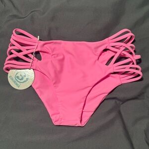 NEW Bubblegum Pink Swim DAVI Bikini Bottom Strappy Cheeky Hot Pink Barbie
